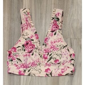 Women's Mossimo Ruffles Floral Print Bikini Top Small with removable pads